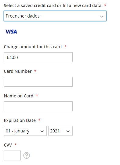 Filling the credit card form