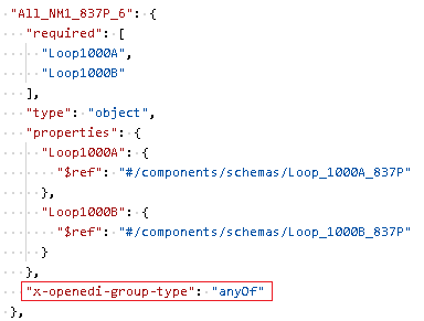 Example of EDI segments in the same position