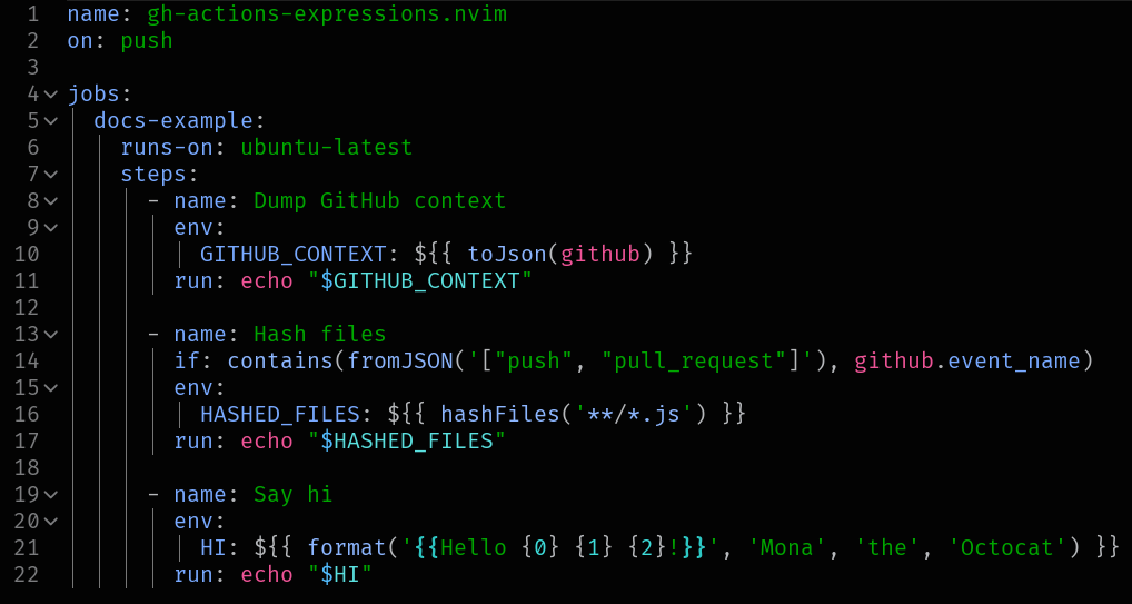 Github Actions Expression syntax highlight