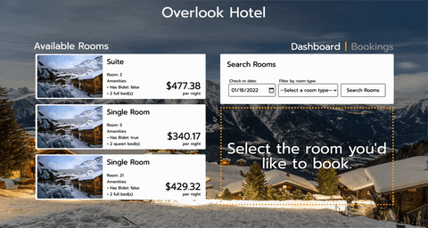 Dashboard-Page Searching by Room Type