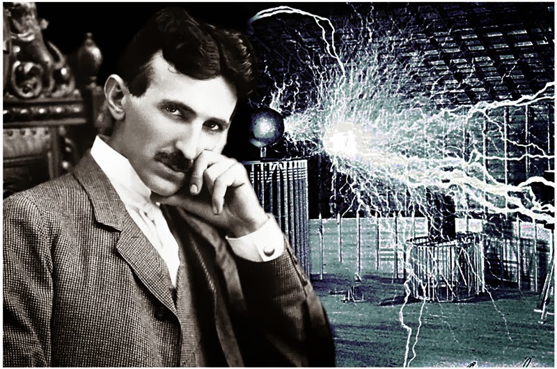 Nikola Tesla with Tesla Coil