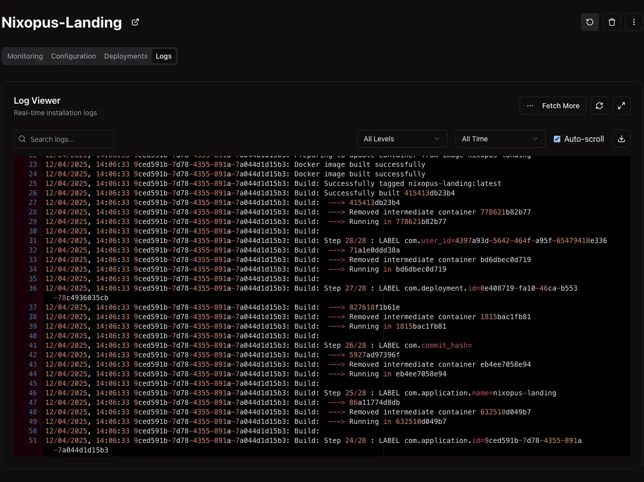Self Host Logs