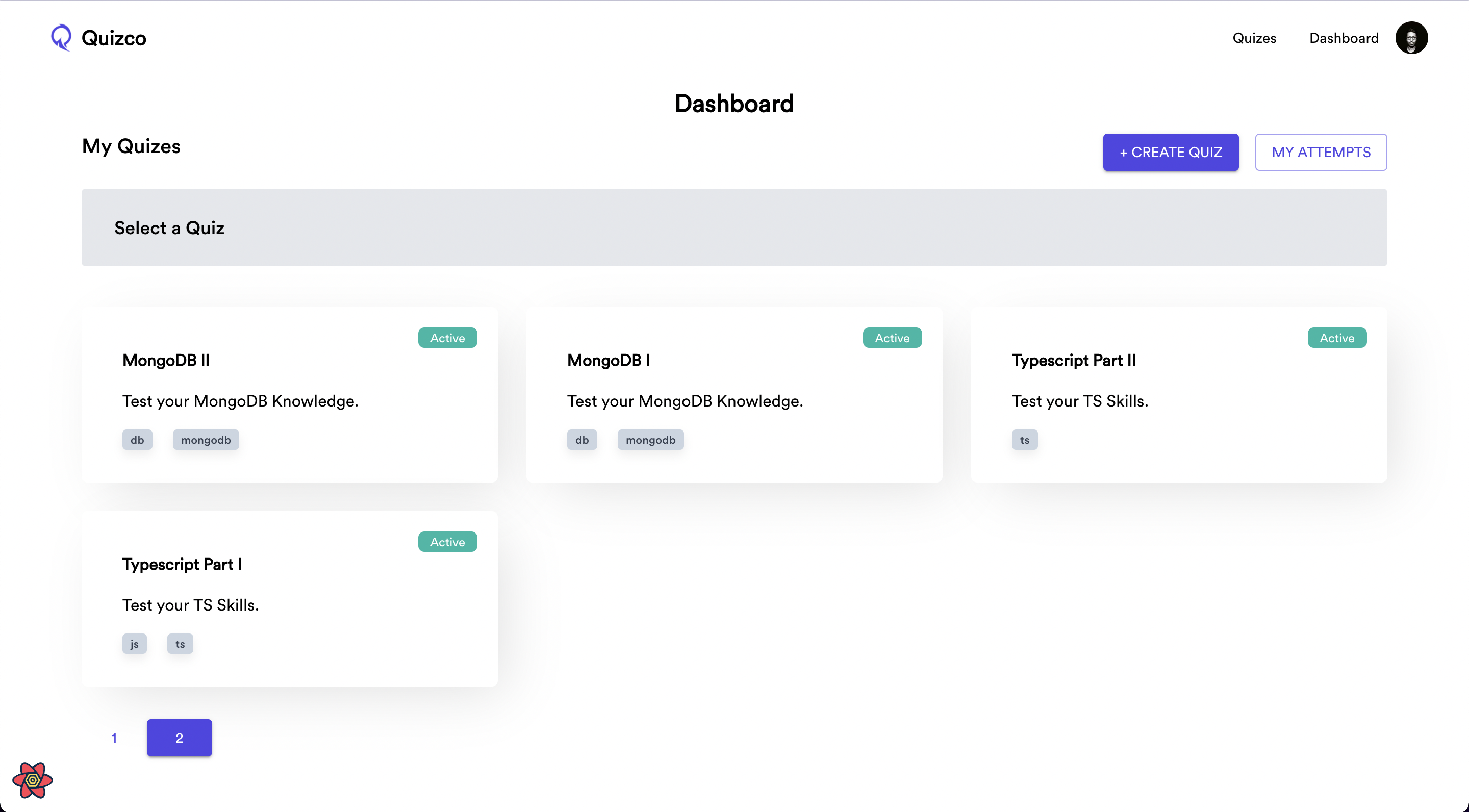 Dashboard Page