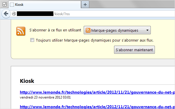 RSS feed in Firefox Kiosk 0.2
