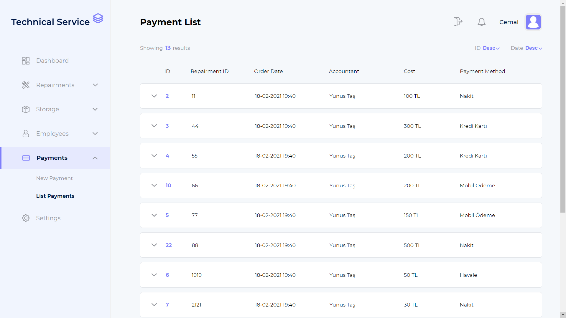 Payment List Image