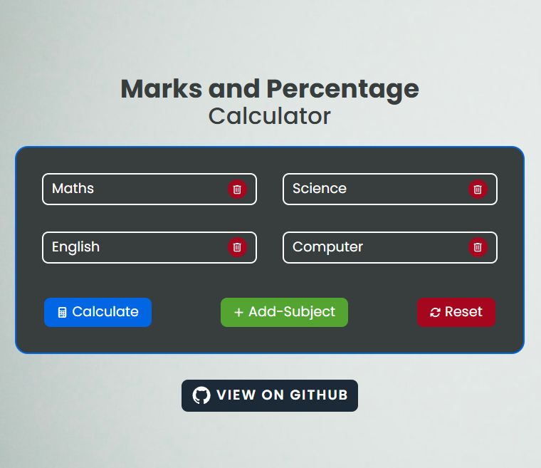 Marks and Percentage Calculator