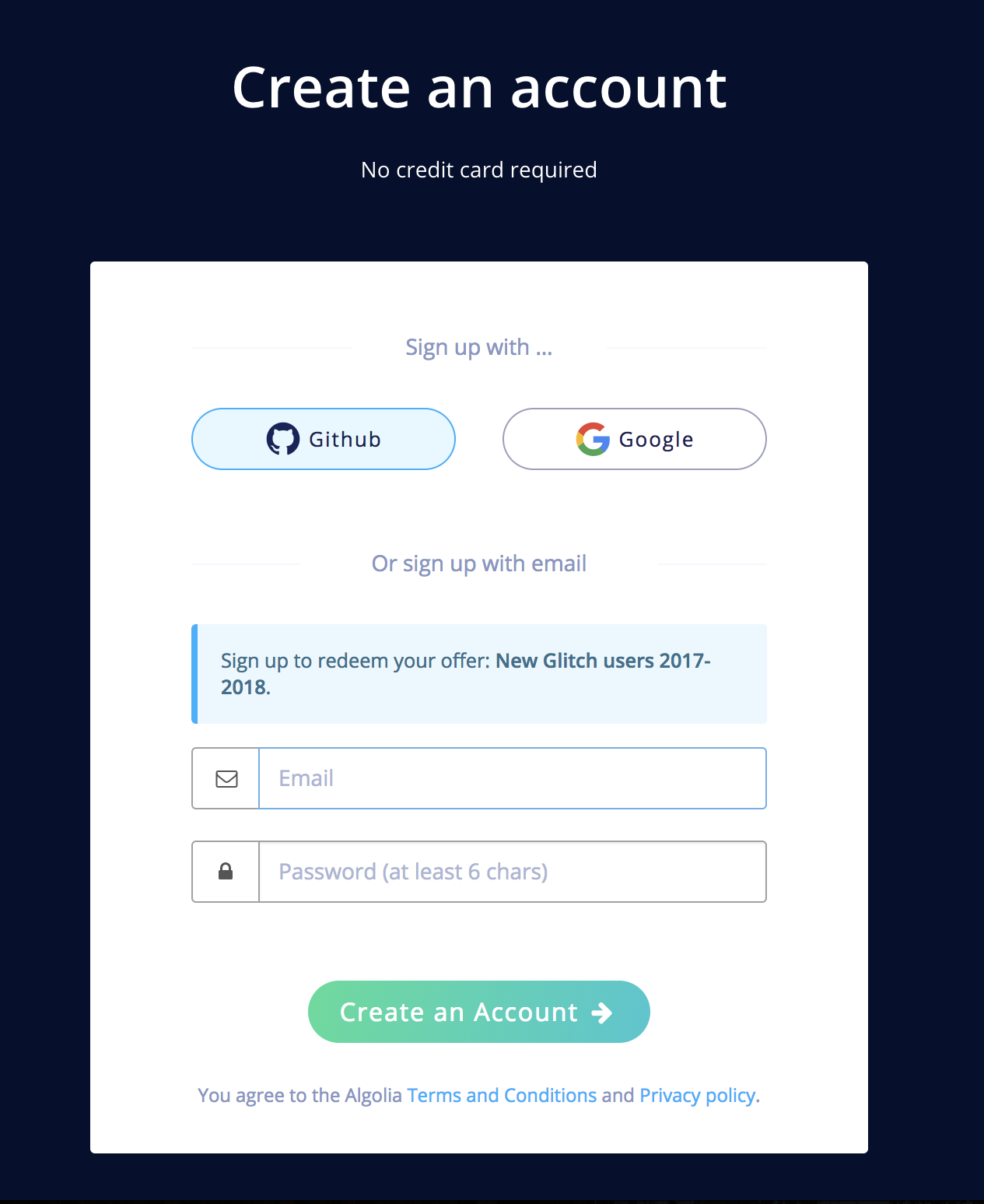 Algolia Signup