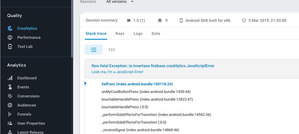 js stack trace preview