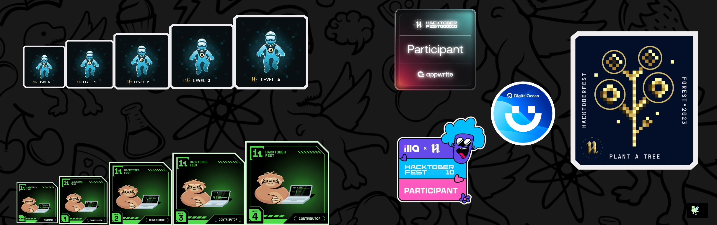 An image of  Holopin badges, which is a link to view their full Holopin profile