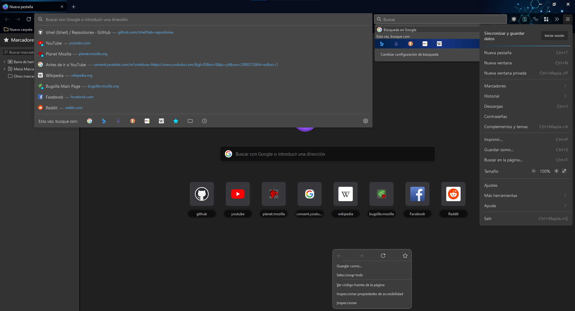 Dark firefox UI (Proton)