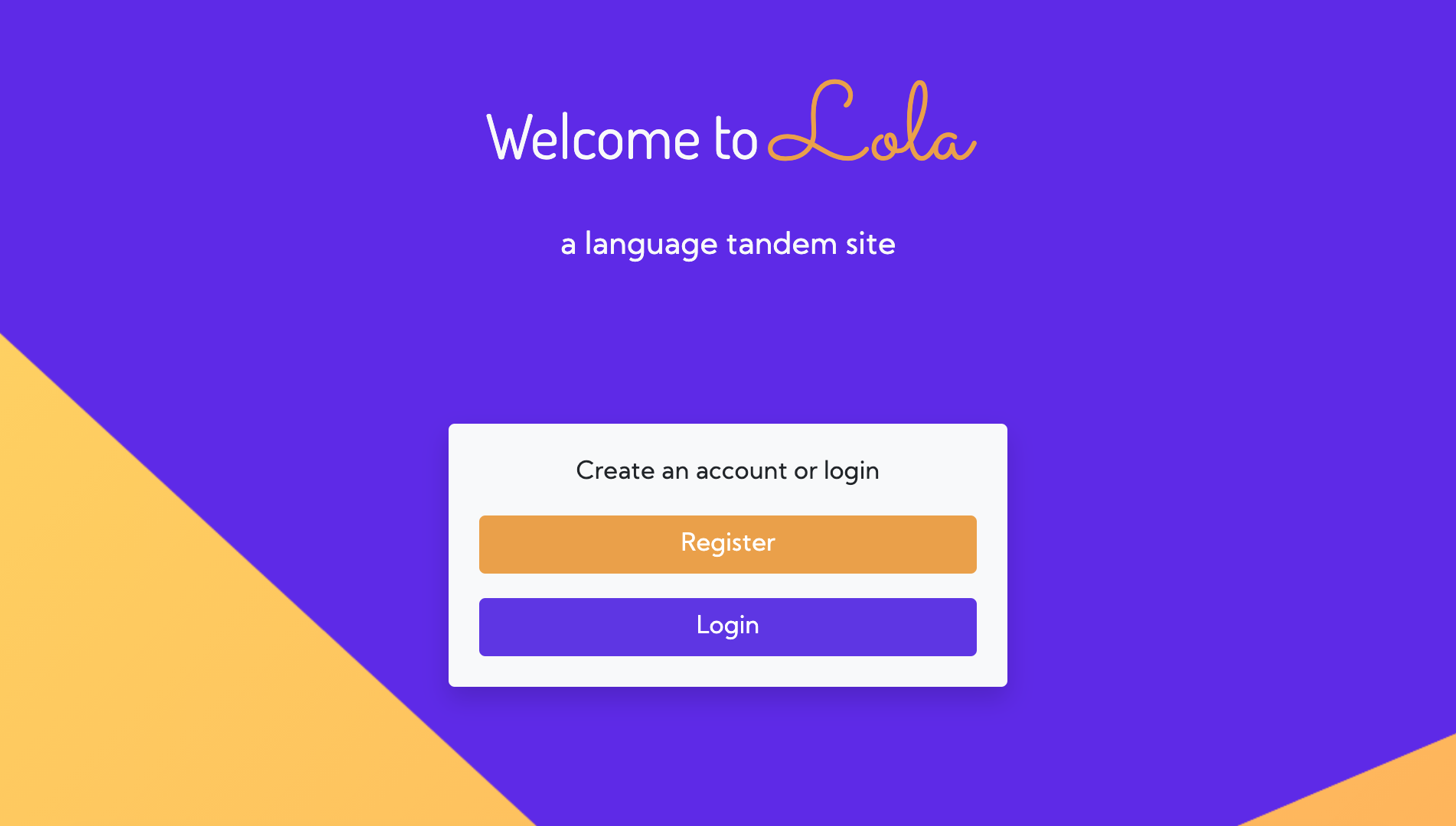 Lola Welcome Page