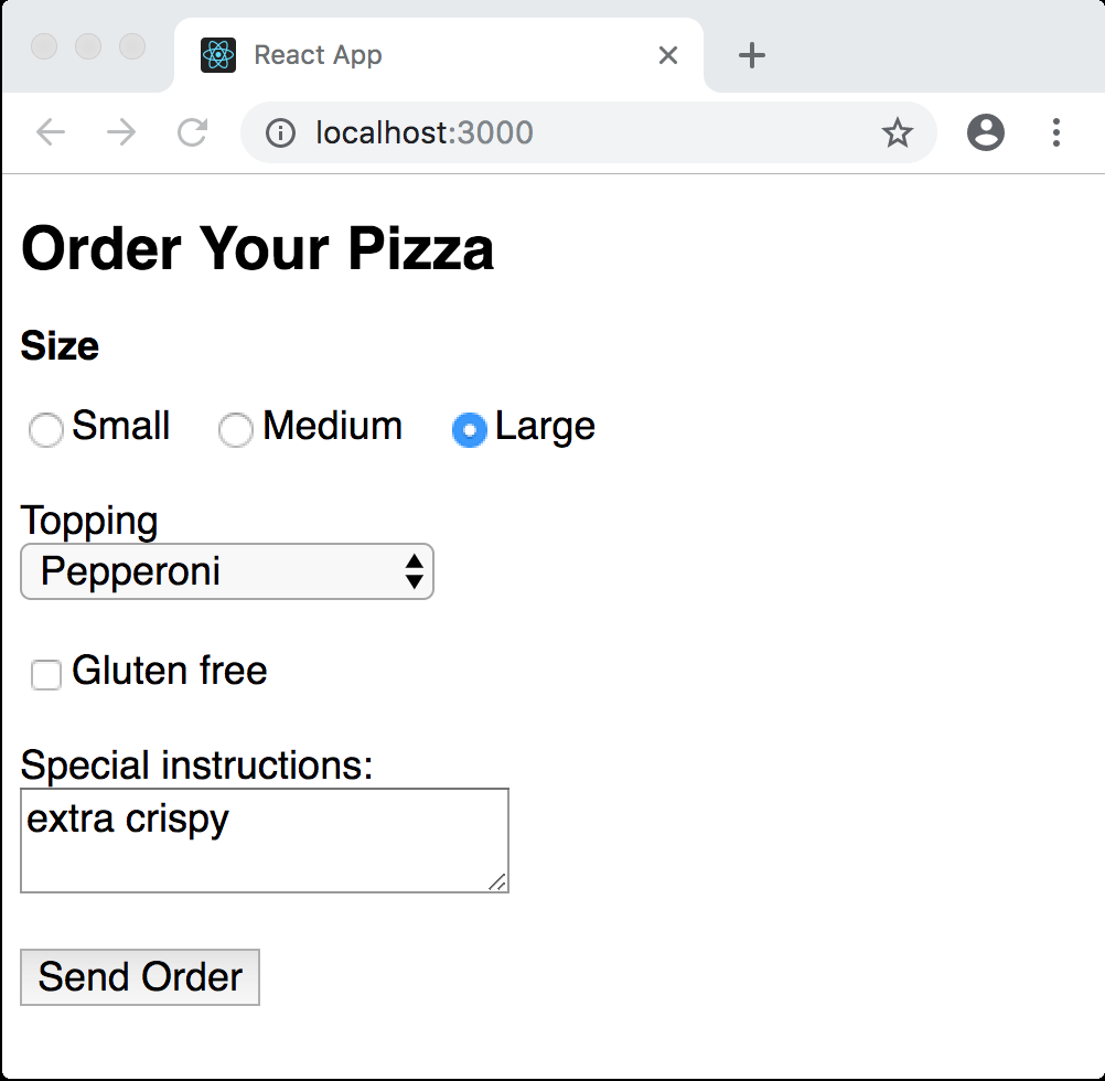 example of pizza order app