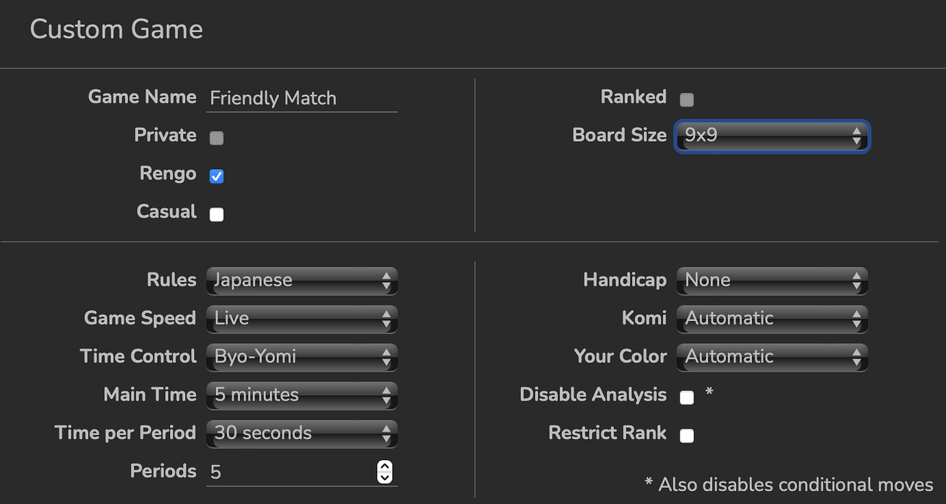 Screenshot of Rengo settings