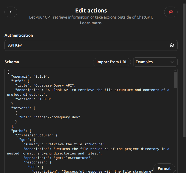 CodeQueryGPT Edit actions 1