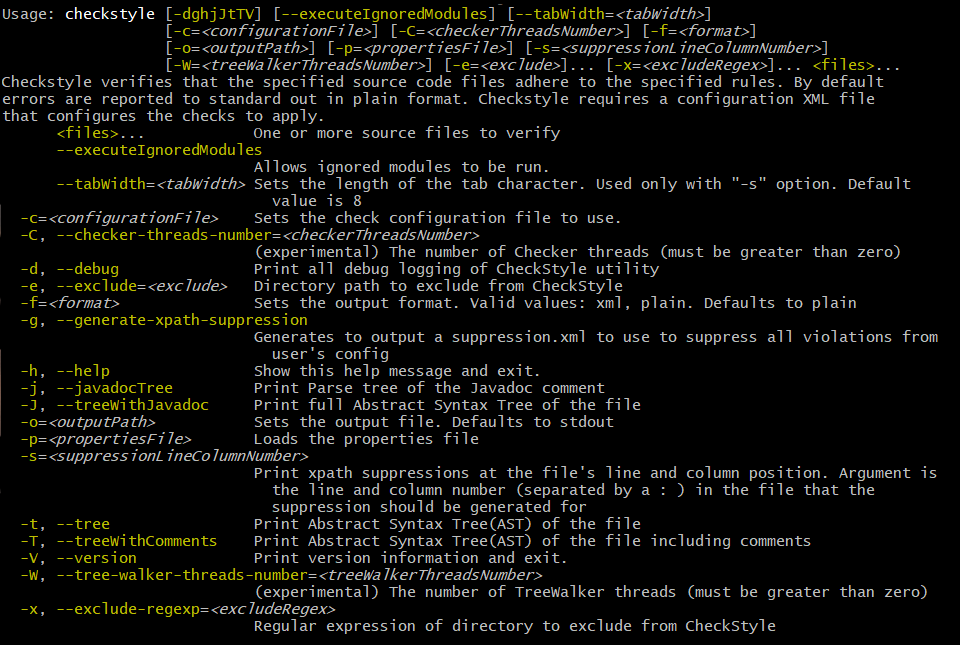 checkstyle usage