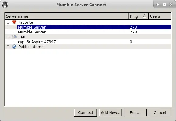 Mumble Connection List