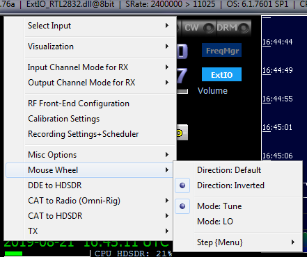 HDSDR Mouse Wheel Config