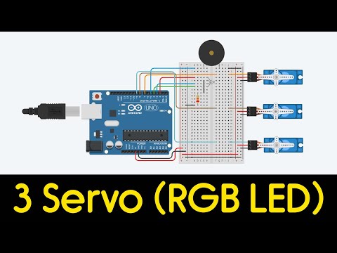 3 Servo Motor (RGB LED) with Arduino in Tinkercad