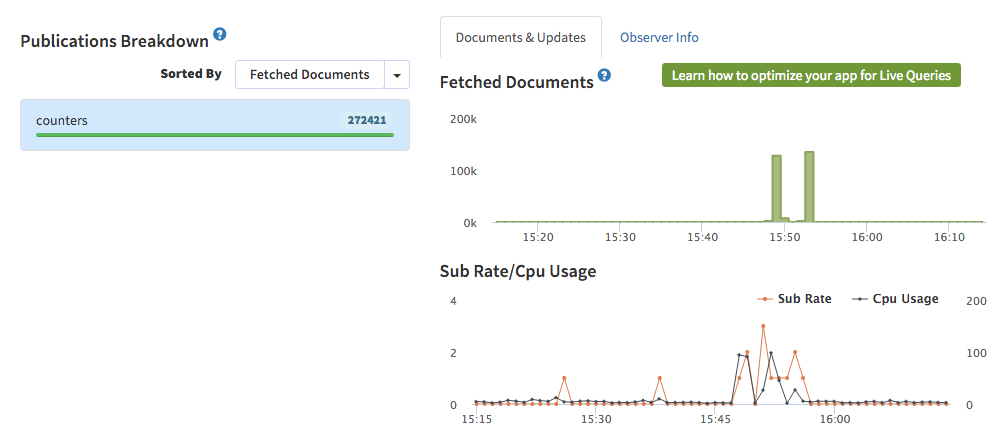 Kadira Live Queries tab