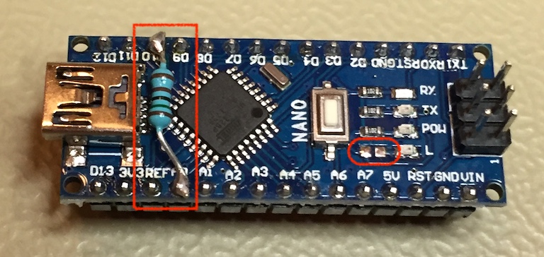 removed LED resistor, Nano