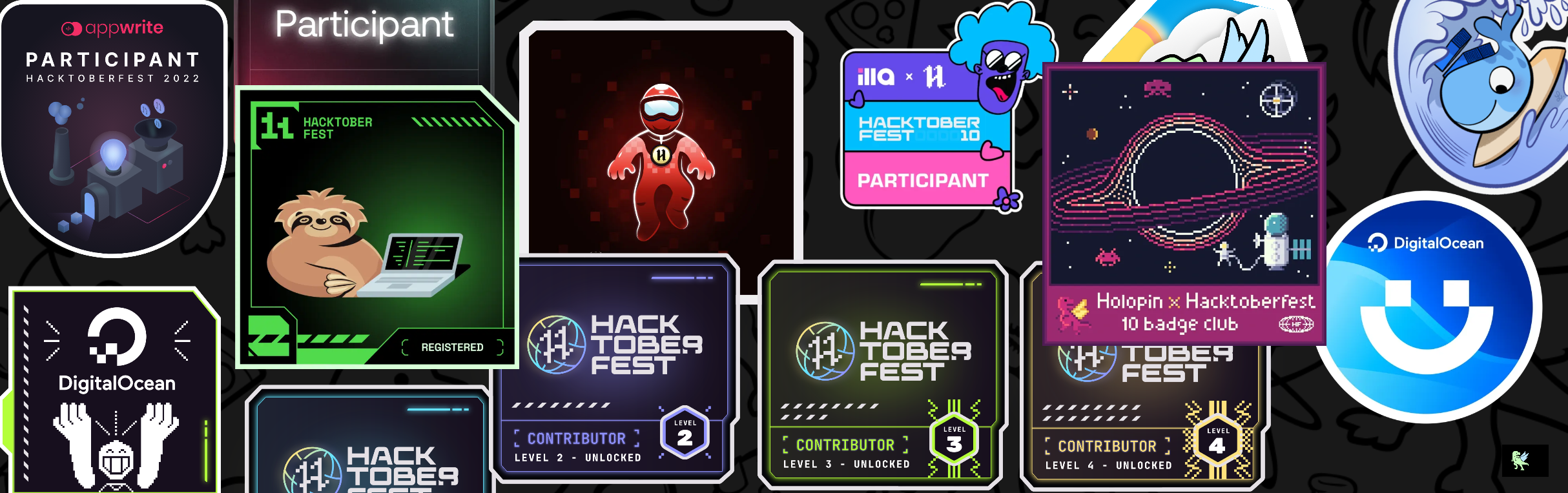 An image of @chandannn's Holopin badges, which is a link to view their full Holopin profile