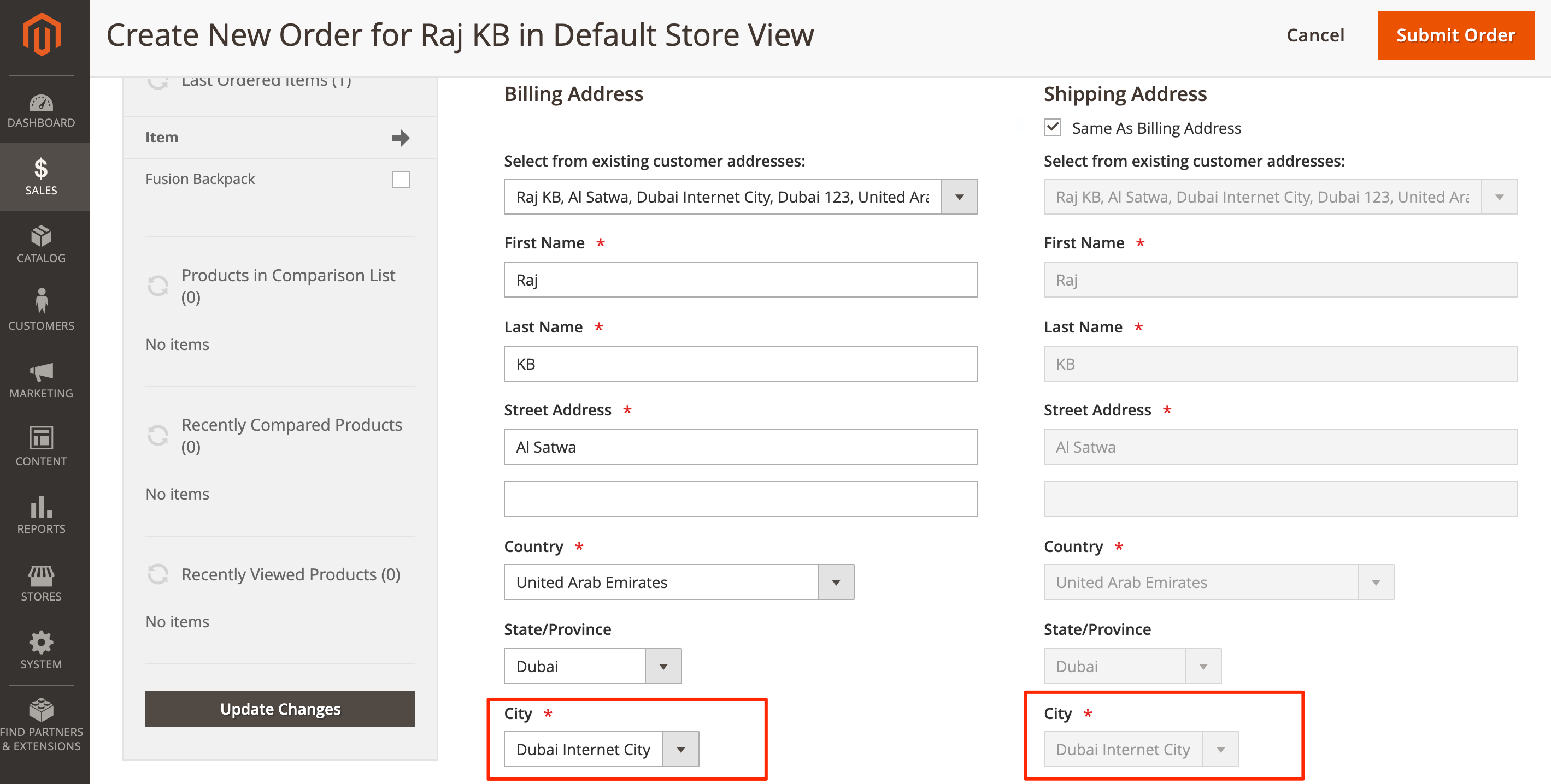 Magento 2 City Dropdown in New Order Shipping/Billing Address