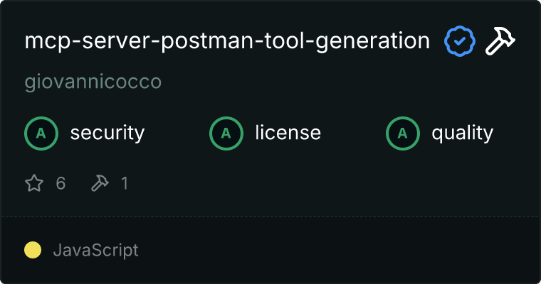 Postman Tool Generation Server MCP server