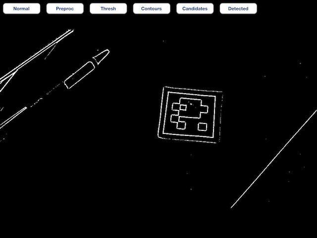 Display of intermediate marker detection step -- Thresholding