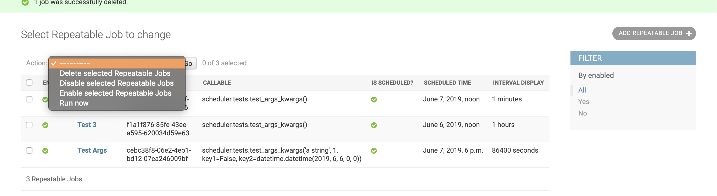 Added callable column