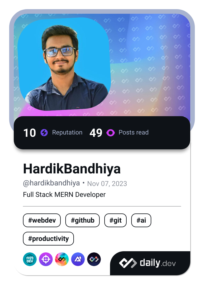 HardikBandhiya's Dev Card