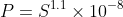 P = S^{1.1} \times 10^{-8}