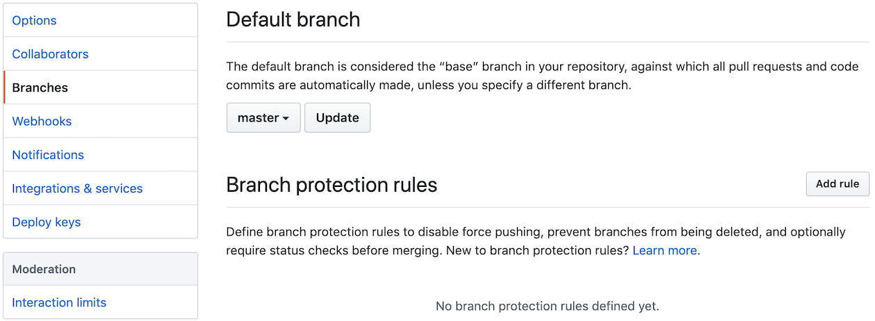 CLA GitHub branch Add Rule