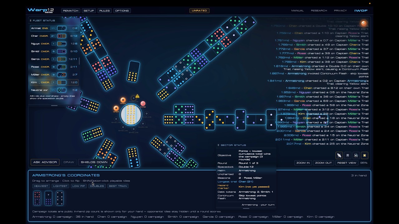 Watch the Warp 12 eight-player, one-versus-seven AI, all-modules demo on YouTube