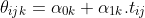 \theta_{ijk} = \alpha_{0k} + \alpha_{1k}.t_{ij}