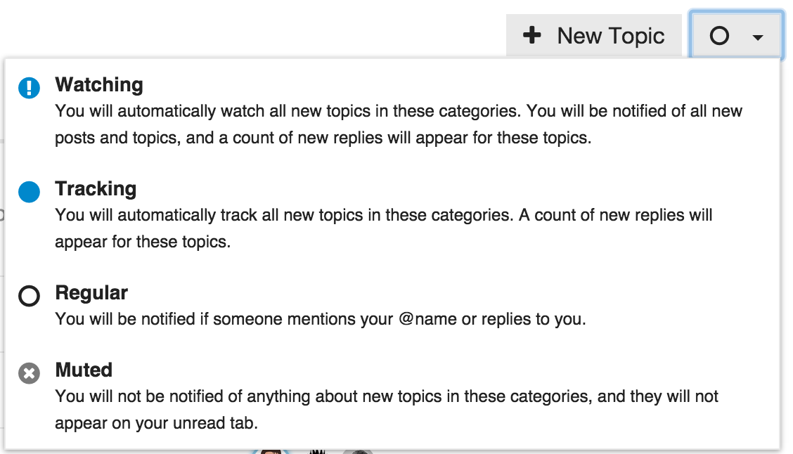 options following category