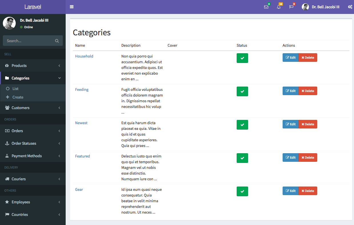 Manage Categories