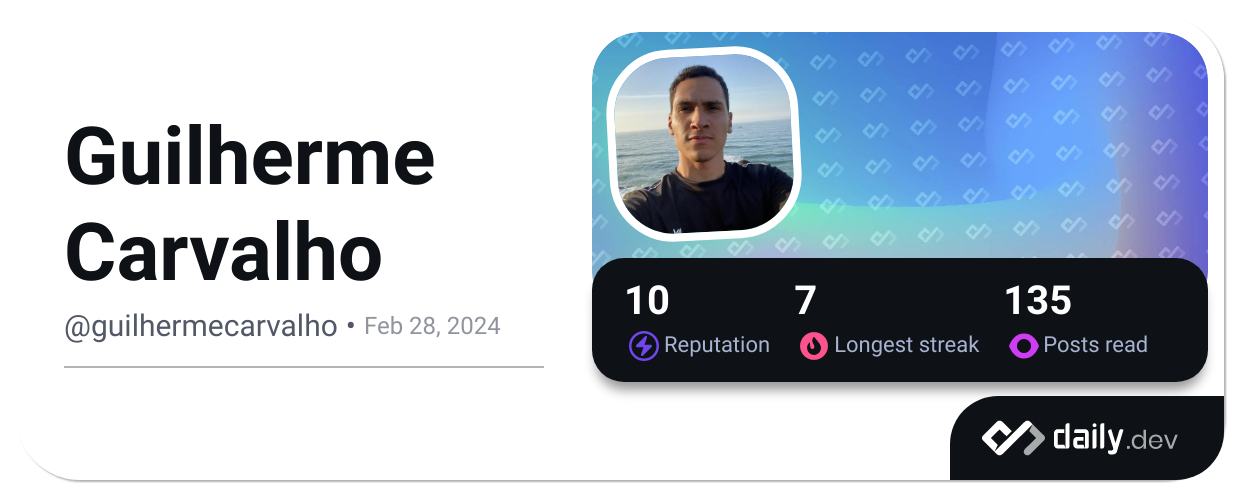 Guilherme Carvalho's Dev Card