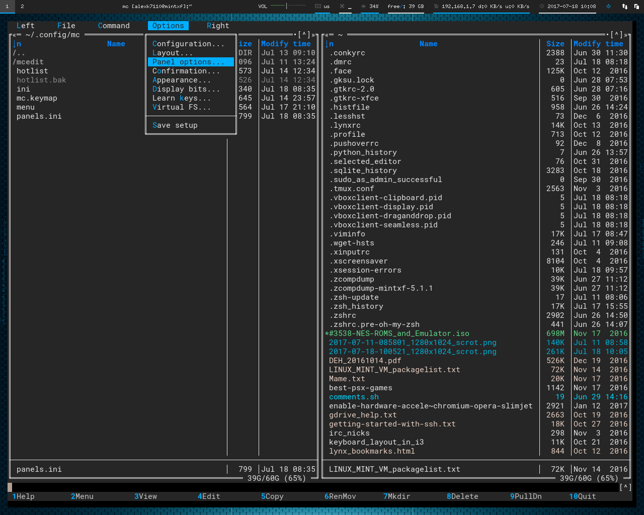 Midnight Commander - electricblue256 - Menus