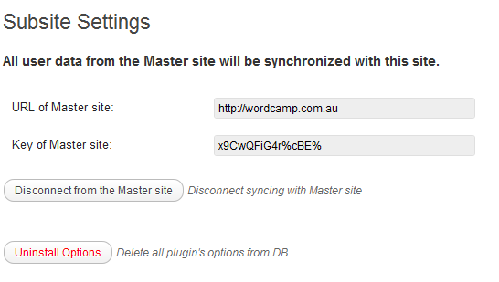 Disconnect from the Master site