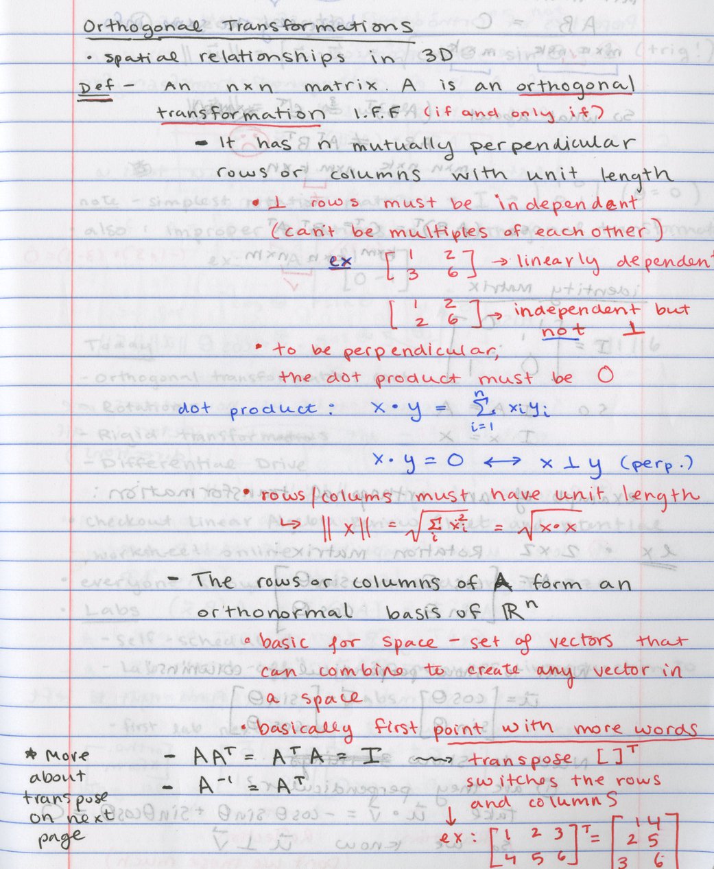 a page of notes