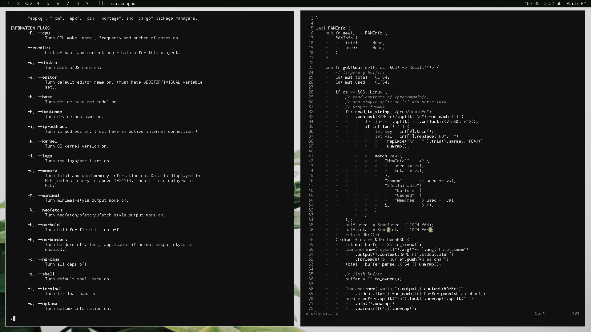 screenshot of neovim