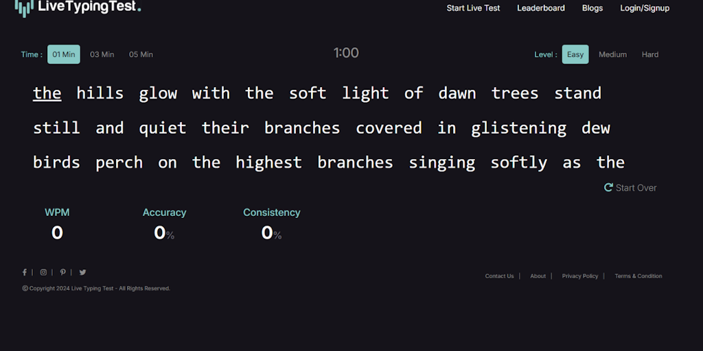 Live Typing Test