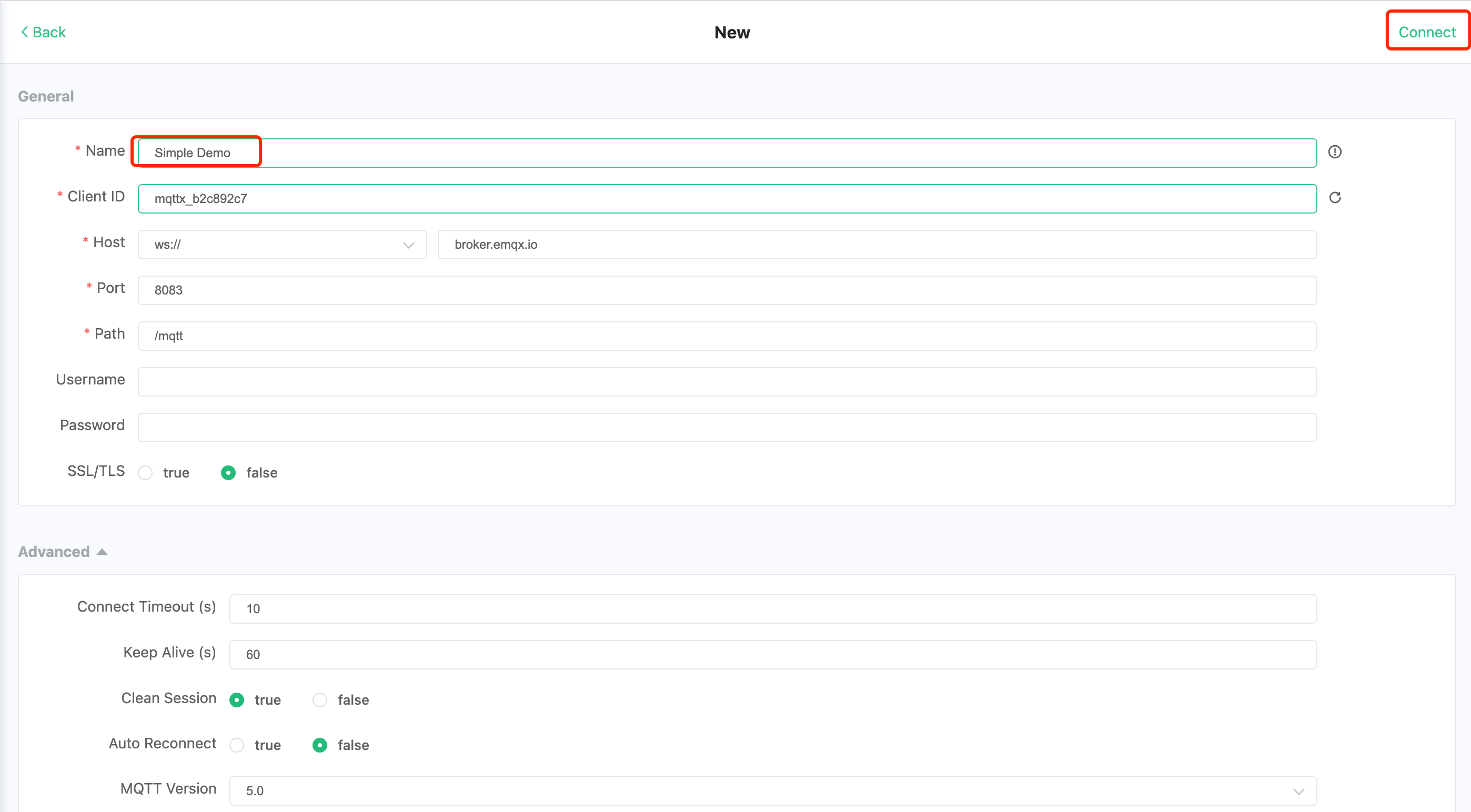 Create an MQTT connection