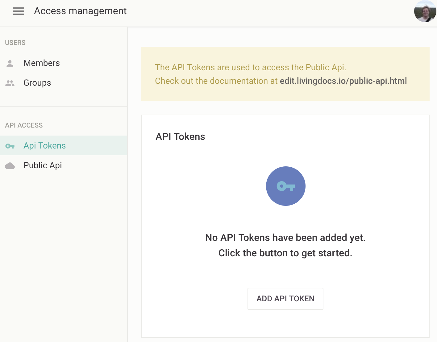 Api Tokens in Livingdocs