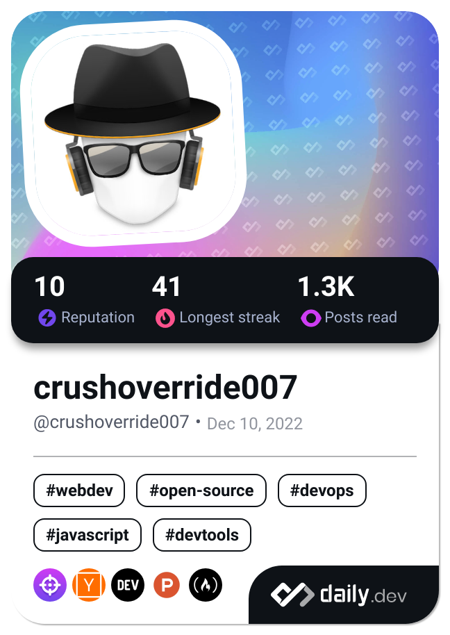 crushoverride007's Dev Card