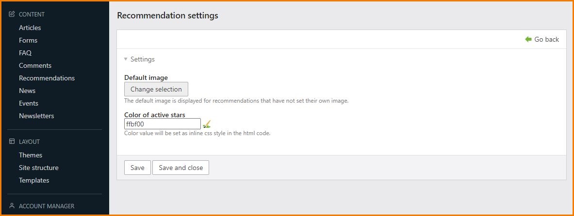 Admin View: Recommendation Archive Settings