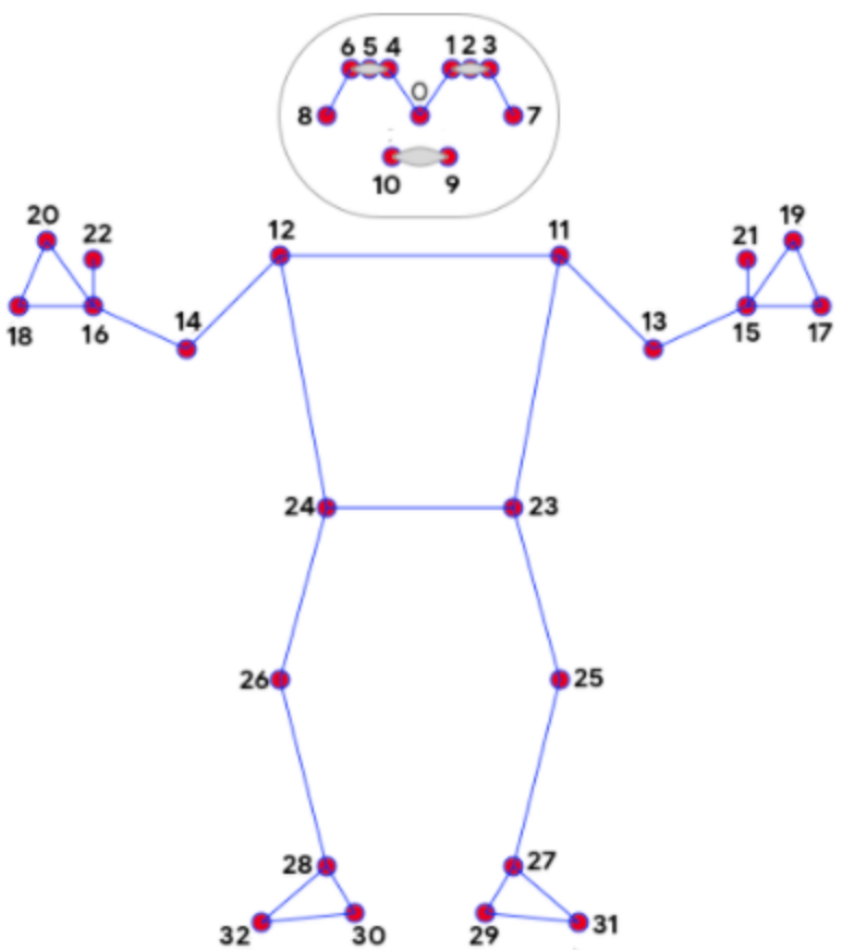 Keypoint diagram for BlazePose model