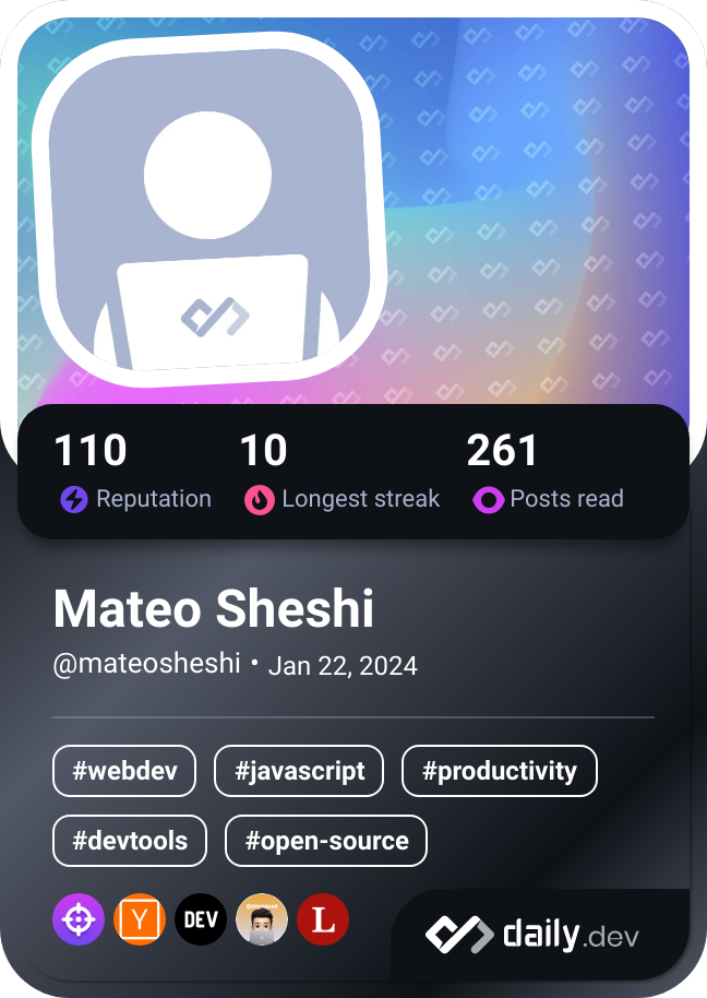 Mateo Sheshi's Dev Card