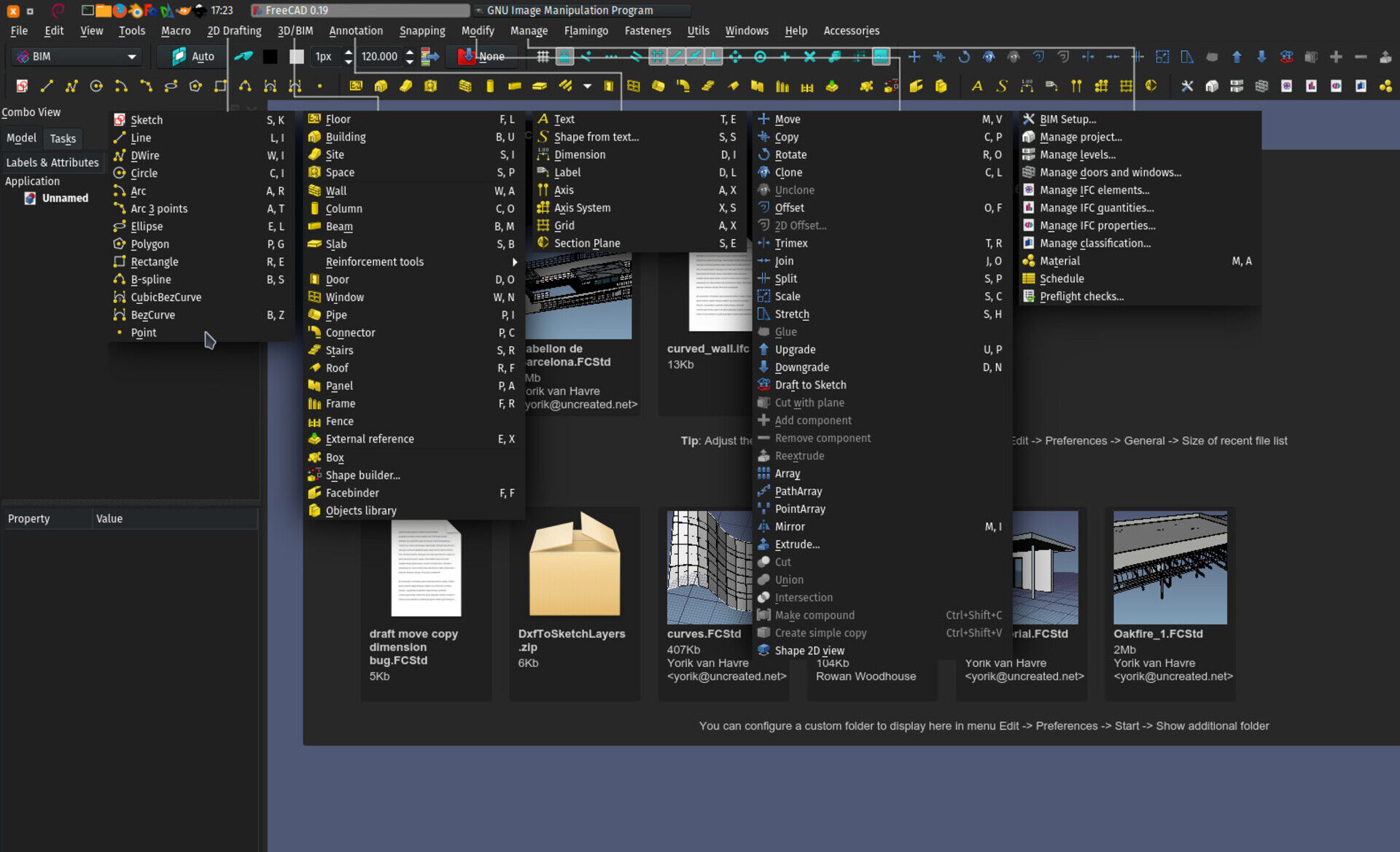 the new menu structure of the BIM workbench