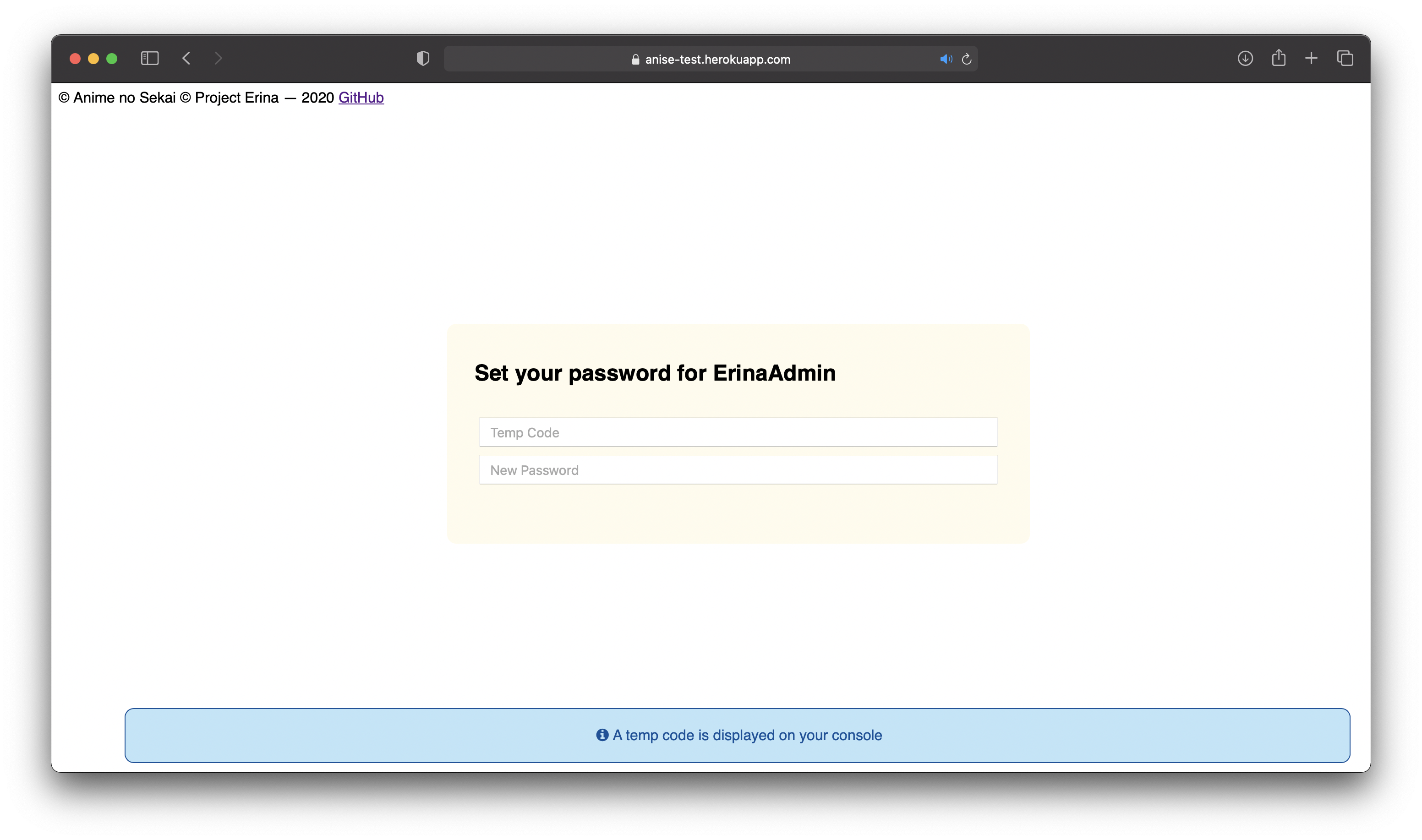 ErinaAdmin — Set your password